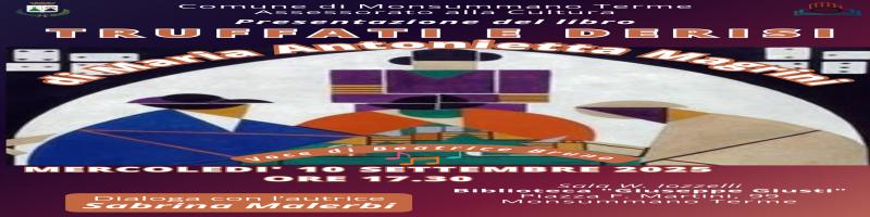 10 settembre 2025 Presentazione libro TRUFFATI E DERISI in Biblioteca